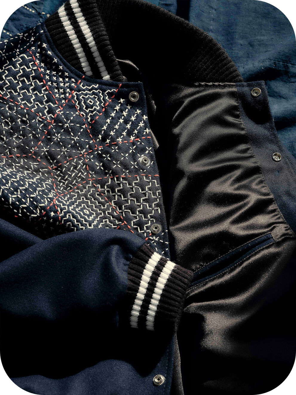 New Balance & SASHIKO GALS Made in USA Premium Varsity Jacket image3