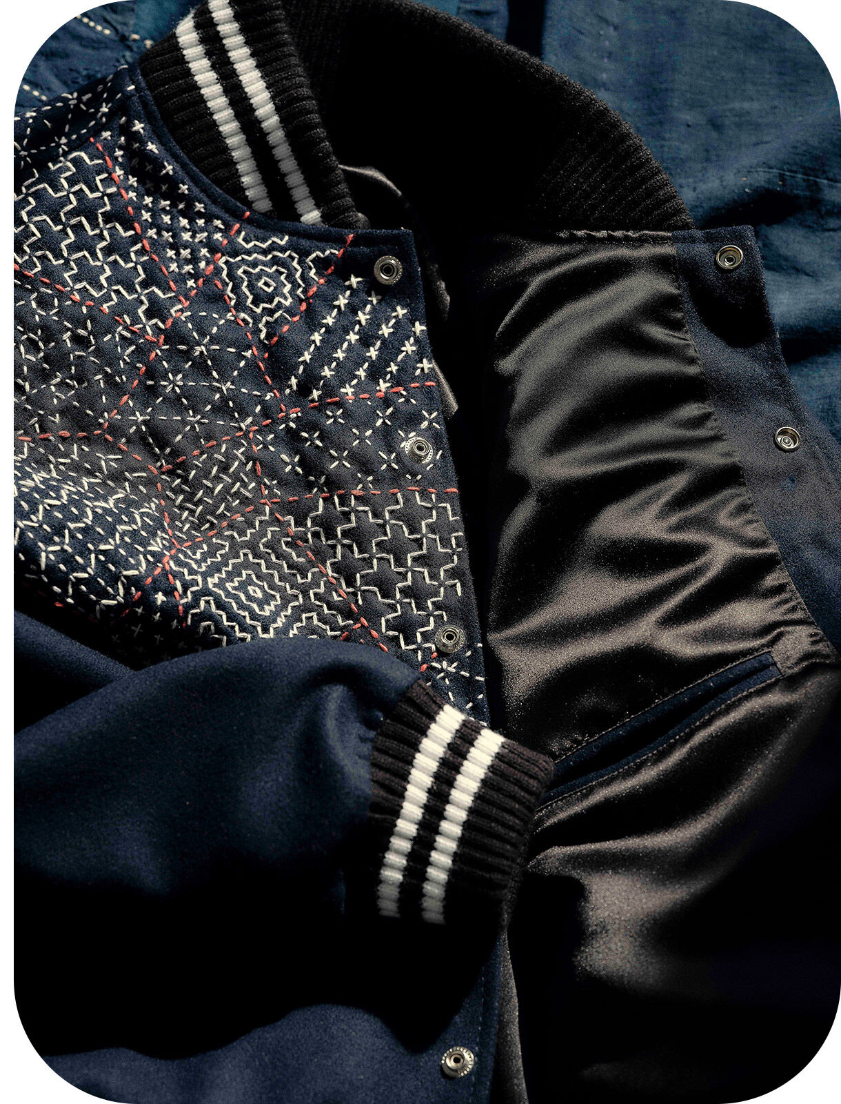 New Balance & SASHIKO GALS Made in USA Premium Varsity Jacket image3