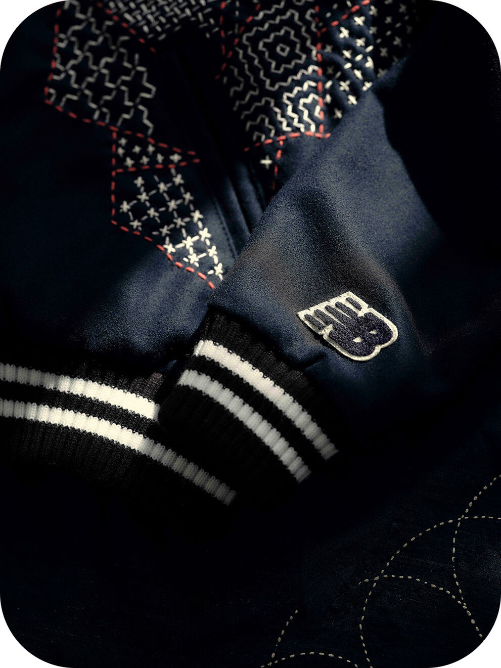 New Balance & SASHIKO GALS Made in USA Premium Varsity Jacket image2