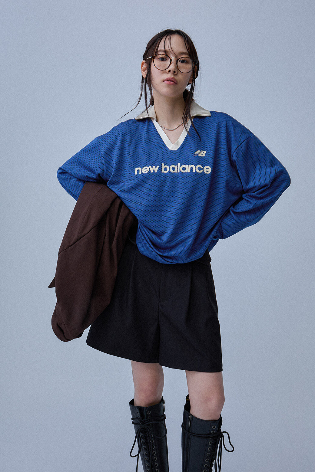 メッシュジャージロングスリーブトップ