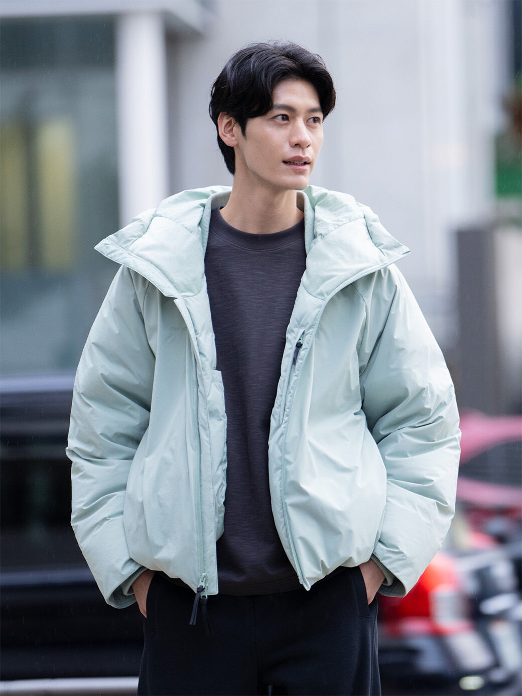 NB GREY ダウンショートジャケット