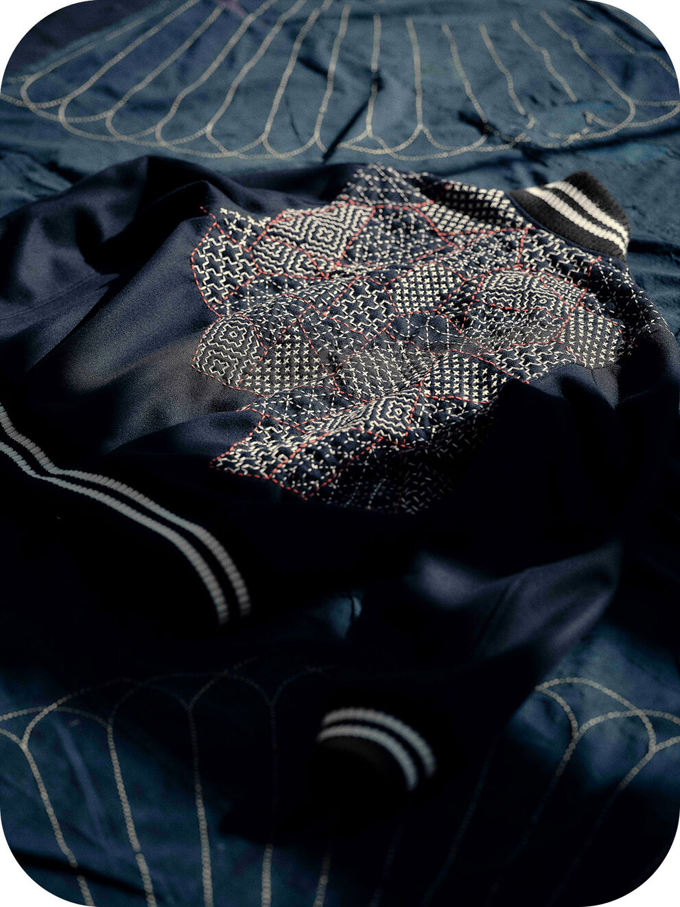 New Balance & SASHIKO GALS Made in USA Premium Varsity Jacket image1