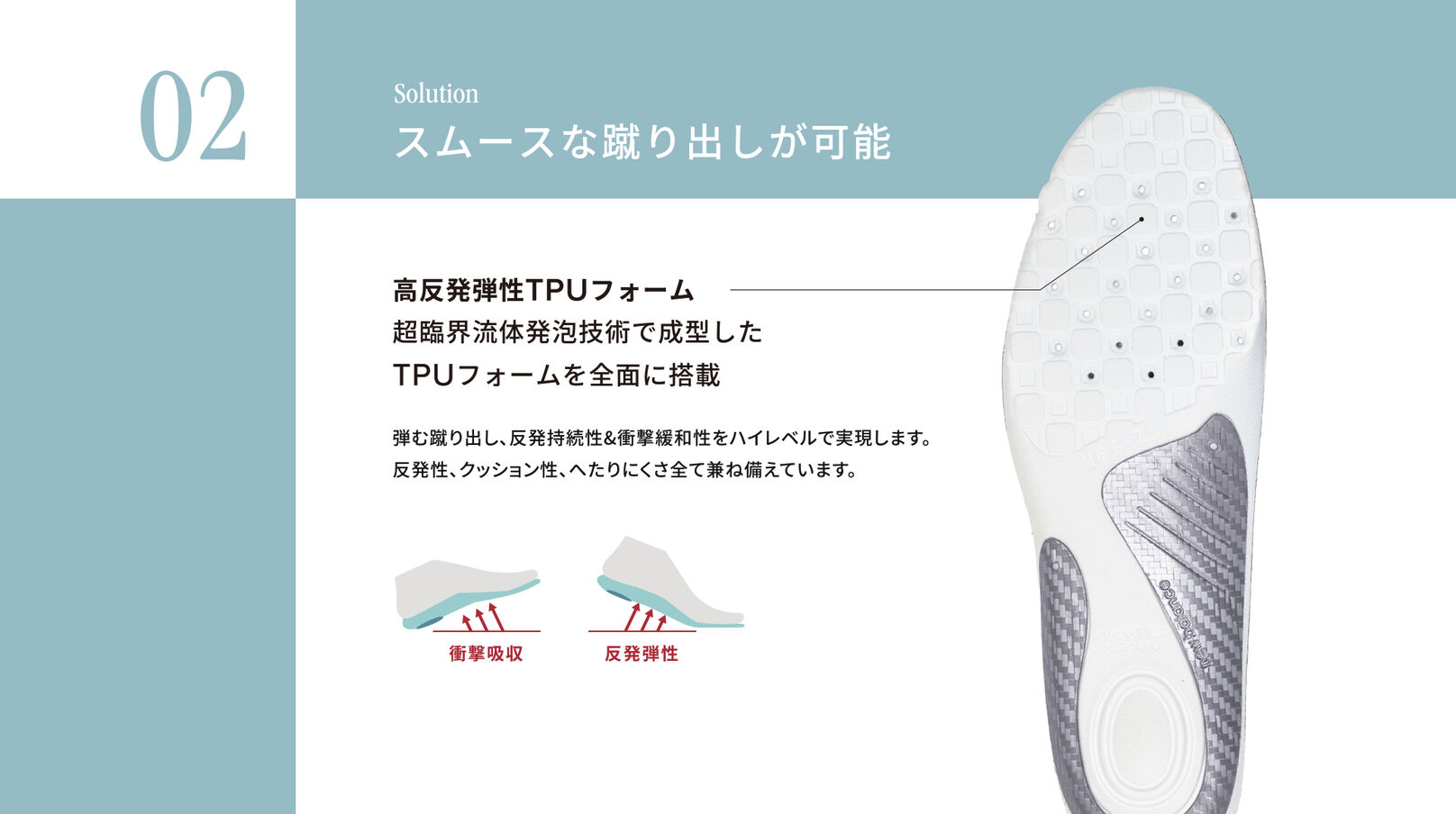機能詳細02　スムースな蹴り出しが可能