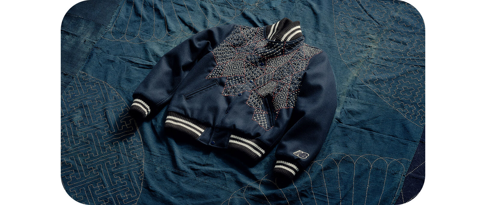 New Balance & SASHIKO GALS Made in USA Premium Varsity Jacket