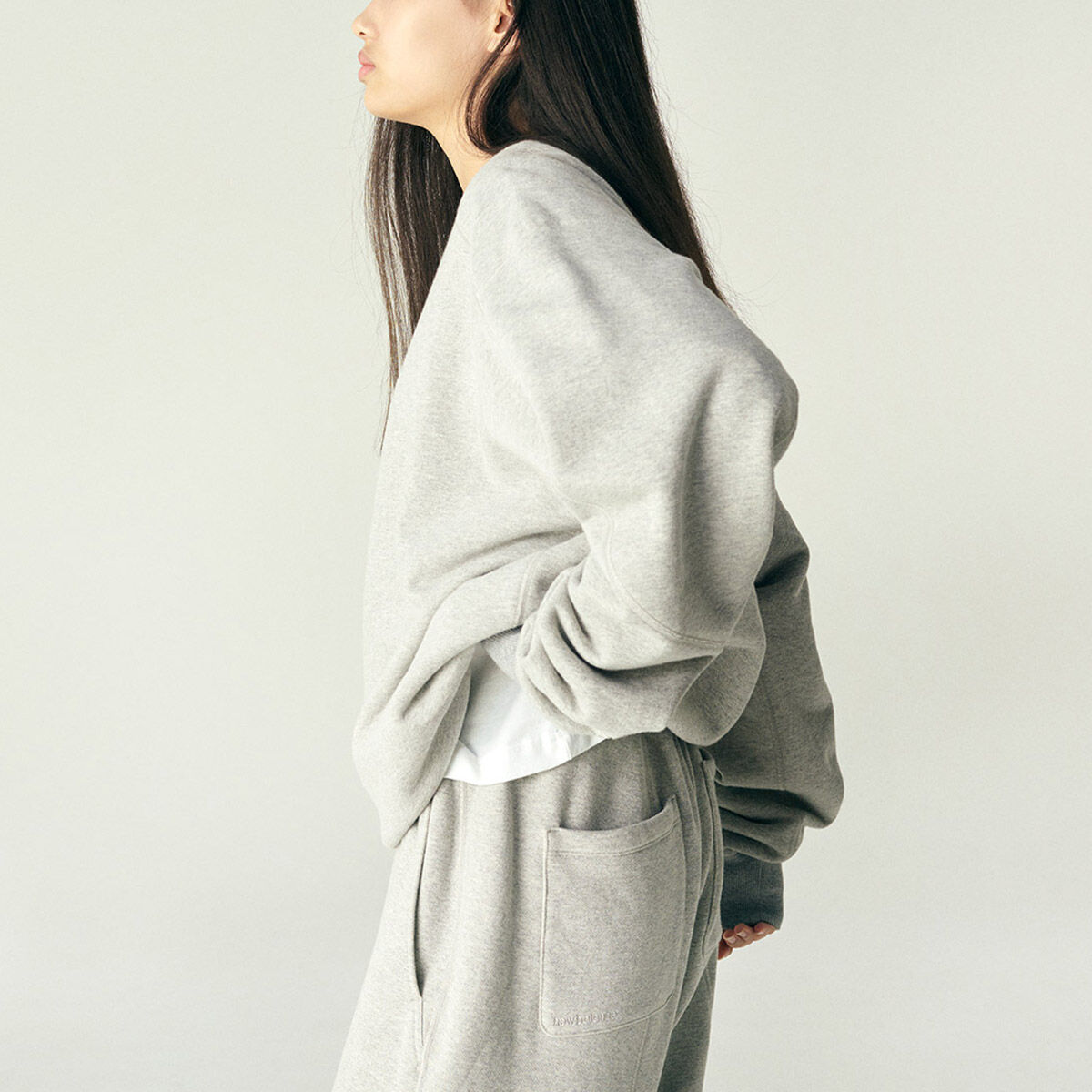 NB GREY フルジップフーディジャケット(オーバーサイズ