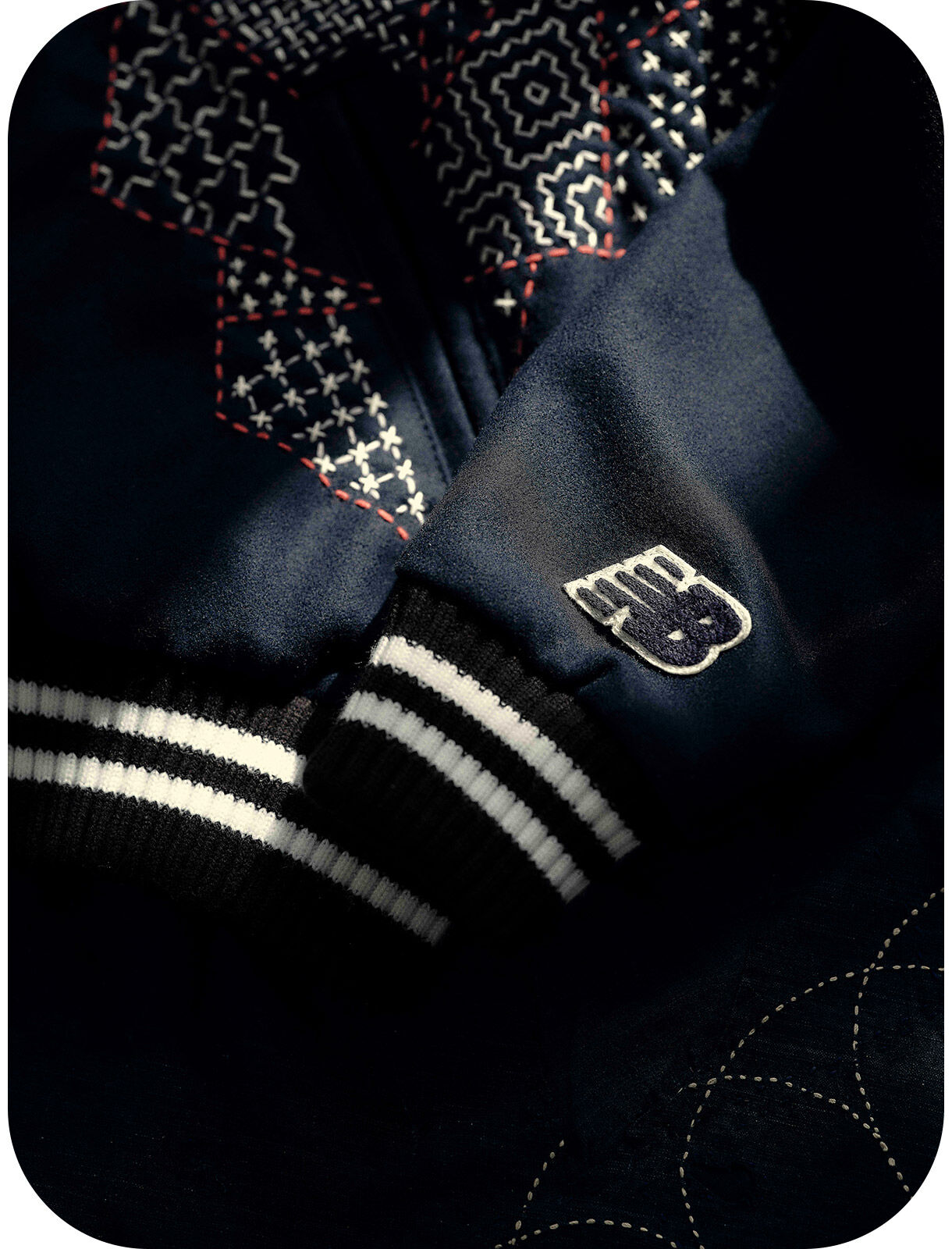 New Balance & SASHIKO GALS Made in USA Premium Varsity Jacket image2