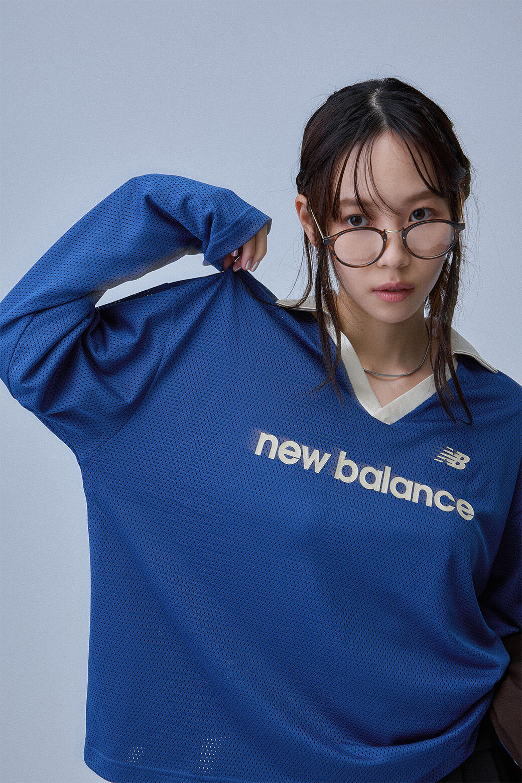 メッシュジャージロングスリーブトップ