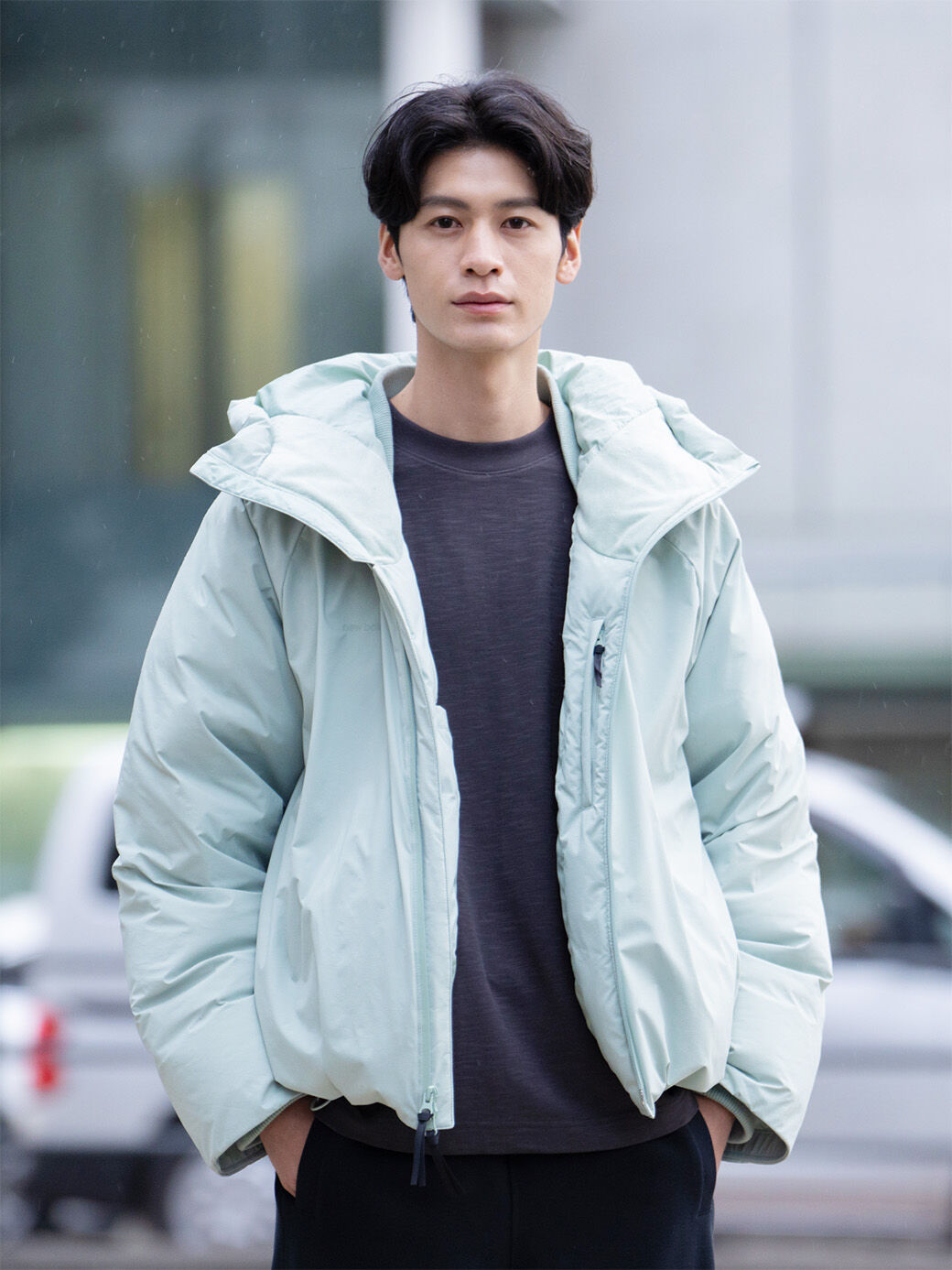 NB GREY ダウンショートジャケット