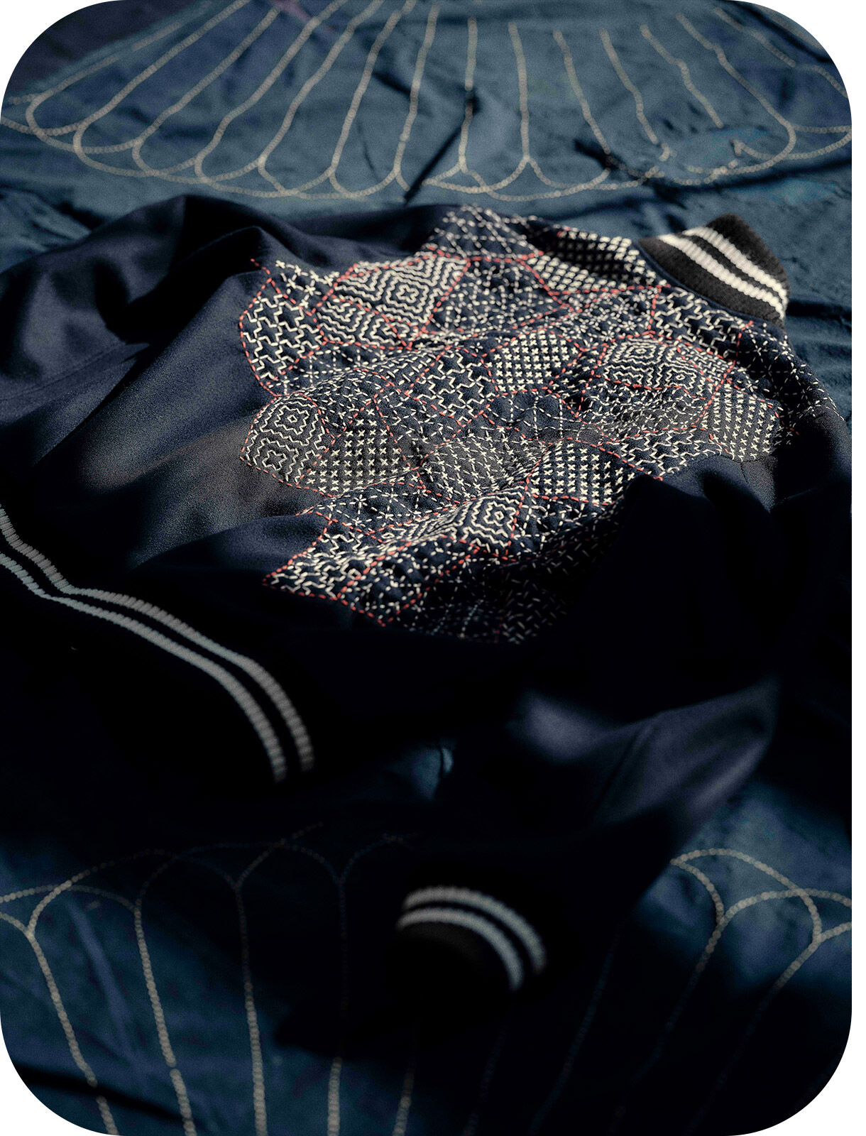 New Balance & SASHIKO GALS Made in USA Premium Varsity Jacket image1