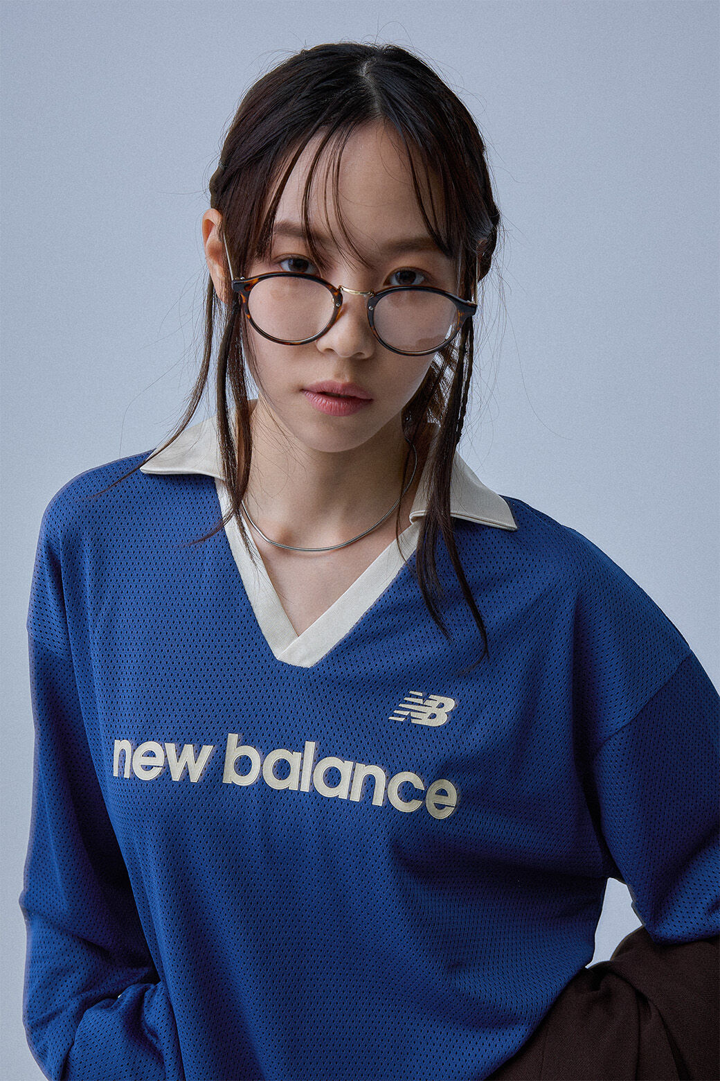 メッシュジャージロングスリーブトップ