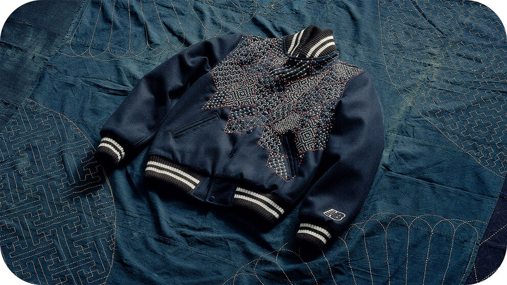 New Balance & SASHIKO GALS Made in USA Premium Varsity Jacket