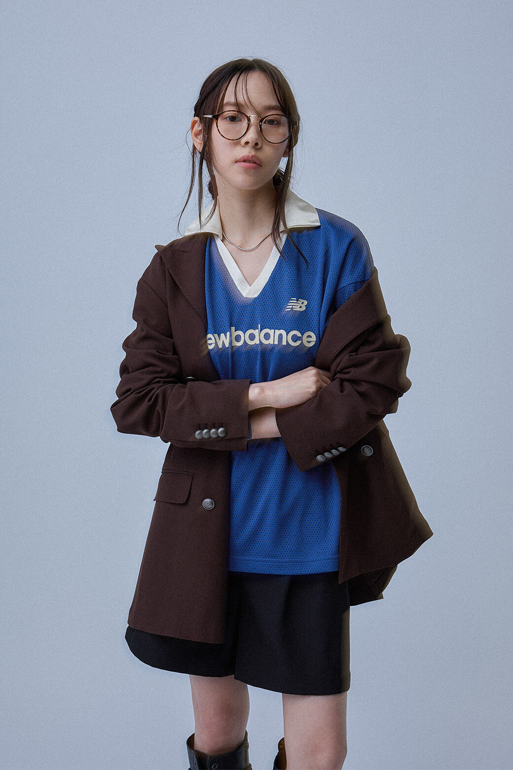 メッシュジャージロングスリーブトップ