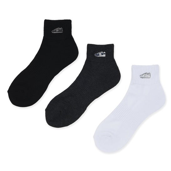 Mid-length 3P socks with patch