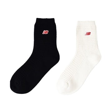 Waffle knit ankle 2P socks