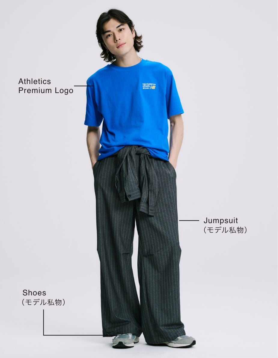 Takuro Kusunoki搭配详情T恤:Athletics Premium Logo, Pants:Jumpsuit (模特个人物品)，Shoes:模特个人物品